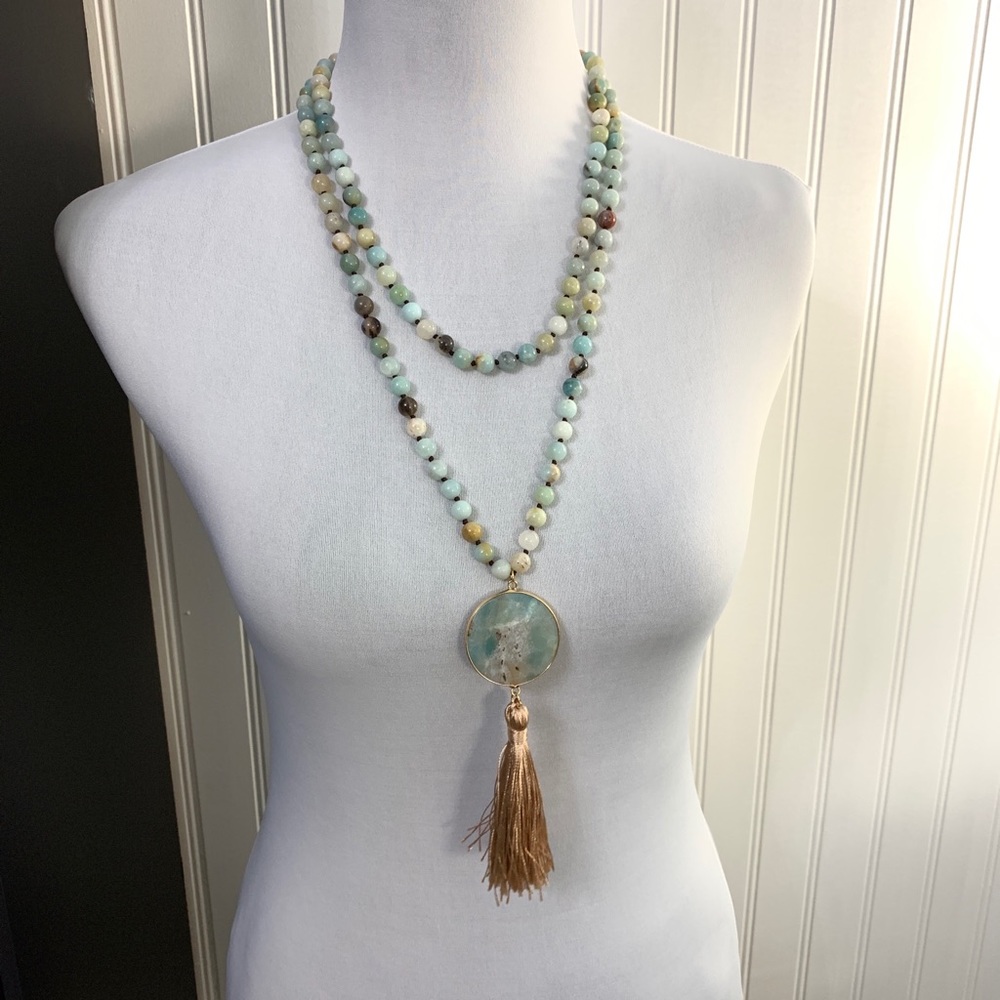 50 Inch Long Beaded Tassel Necklace, NWT